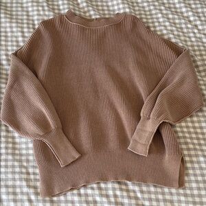 Aerie Cozy Brown Crew Neck Sweater